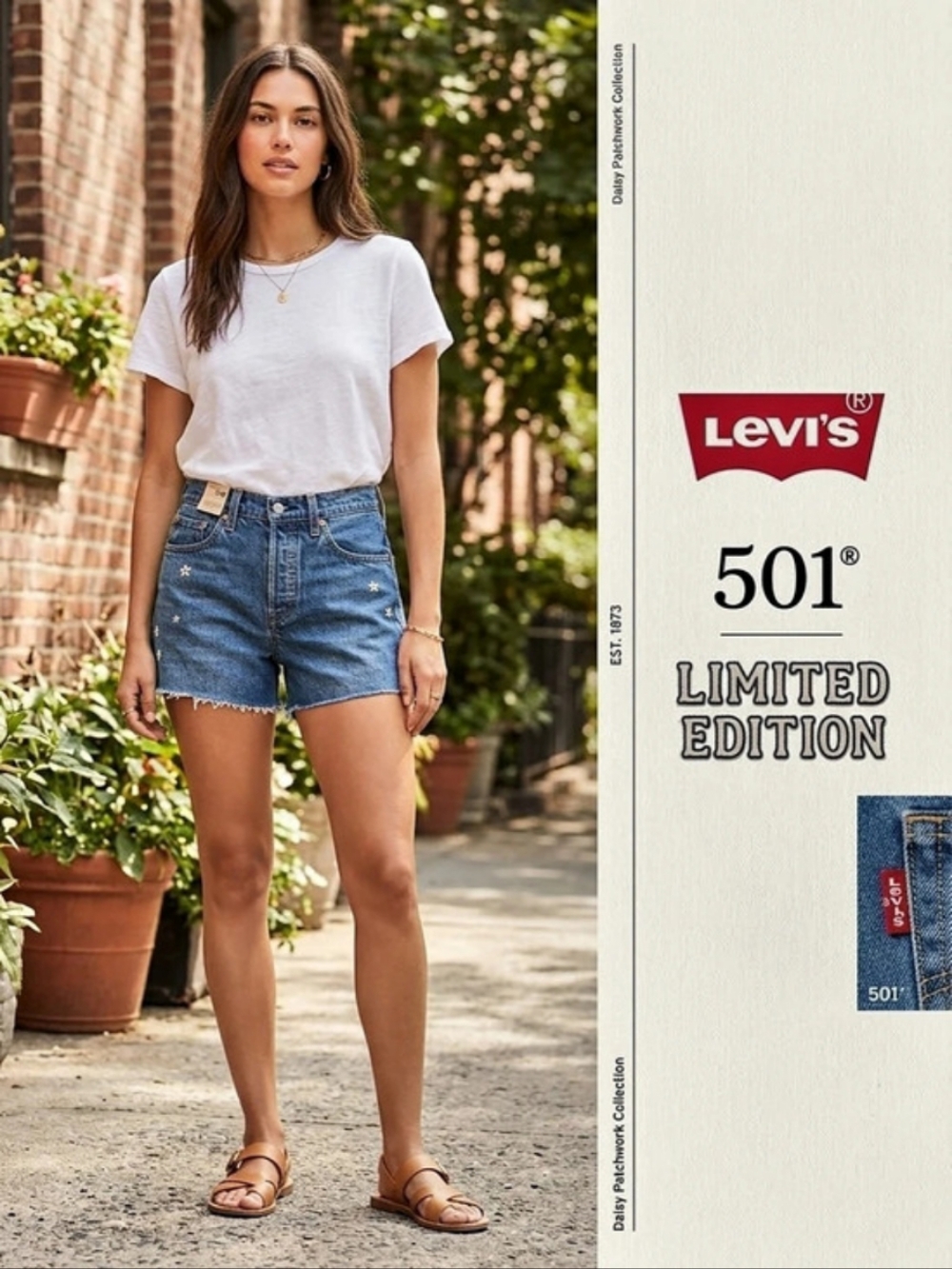 Limited Edition Levi's 501 Curve Shorts Embroidered Denim Jean Waist 28 NWT